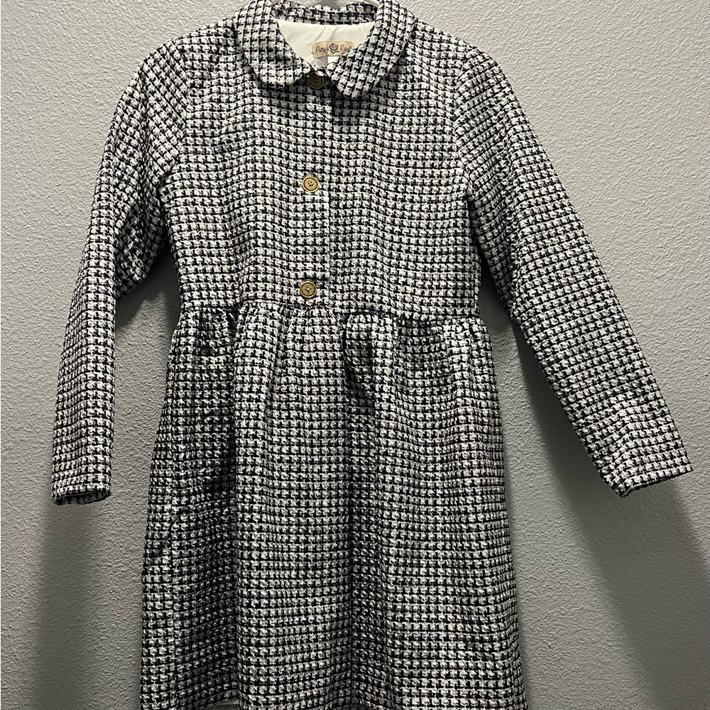 Purple Rose Girls Peter‎ Pan Collar Houndstooth Coat Button Up Size 16 Holiday
